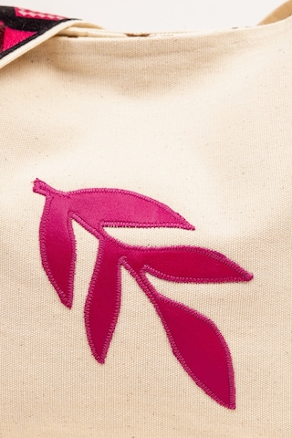 Fabric Craft Bag Omuz Çanta Kanvas Motifli Krem - Pembe