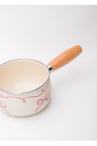 Rebel Bow Kurdele Desenli Emaye Sos Tavası 1,3 Litre Fildişi