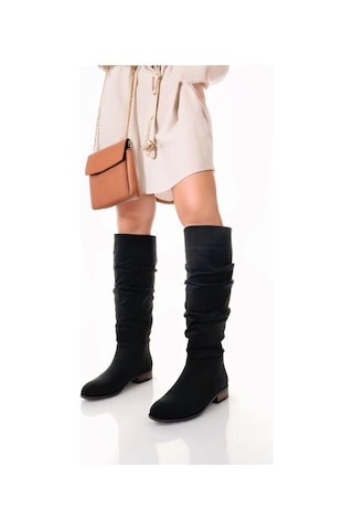 Winda Siyah Süet Körüklü Çizme Siyah
