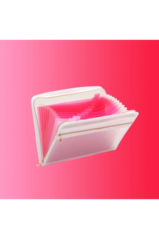 13 Cep Genişleyen Dosya Klasörü Düzenleyici, Ön Şeffaf Kese, Çok Renkli