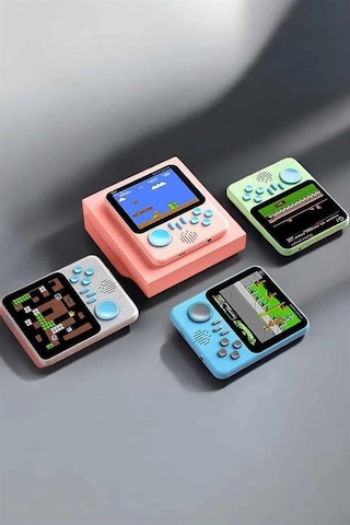 Mey İthalat Mini Atari El Atarisi 3.5 İnç Ekran Çift Konsol 666 Adet Retro Oyun Gameboy El Atarisi