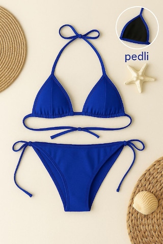 Northcity Kadın Mavi Yandan Ve Boyundan Bağlamalı Bikini Mayo Takımı