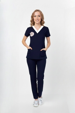 Unisex Lacivert Sorumlu Hemşire Scrubs Üniforma Takım Patriot Blue Sağlık Bakanlığı Yeni Yön. Uygun Lacivert