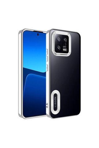 Zore Mi 13 Kılıf Kamera Korumalı Logo Gösteren Msra Omega Kapak - Gümüş Gümüş