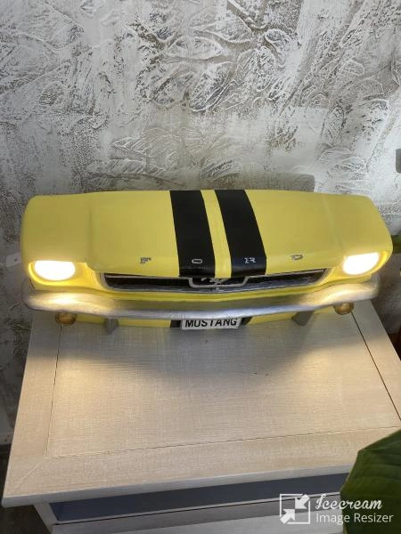 Işıklı Mustang Duvar Obje Araba, Sarı Siyah
