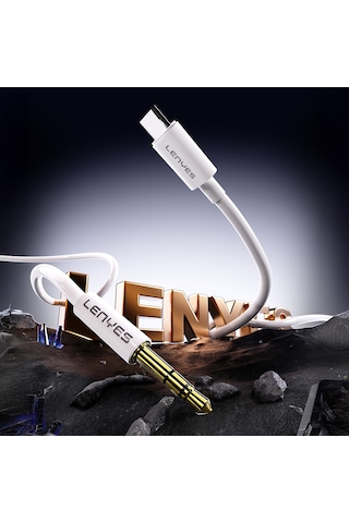 Lenyes Ax102 Type-c To 3.5mm Aux Audio Kablo 1m Beyaz Beyaz