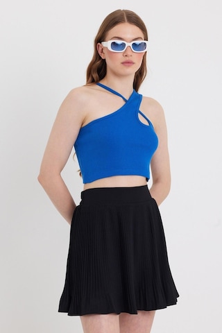 Quhox Kadın Askılı Crop Kaşkorse Saks