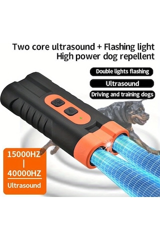 Willowhaven 1 Adet Led Fenerli Çift Çekirdek Yüksek Güçlü Ultrasonik Köpek Kovucu Usb Şarj Edilebilir Taşınabilir Evcil Hayvan Eğitim Aleti Dış Mekan Kullanımı İçin