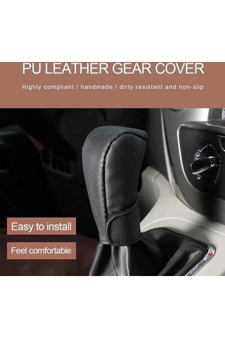 Dancemonkey Universal Araç Vites Topuzu Kapağı Kaymaz Siyah+bej Koruyucu Kapak Siyah Bej