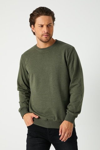 MMetalic Erkek Basic Bisiklet Yaka Haki Sweatshirt 001