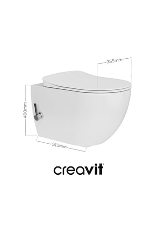 Creavit Free Entegre Ara Musluklu Kanallı Asma Klozet Fe320, Creavit Free Duck Duroplast Yavaş Kapak Beyaz