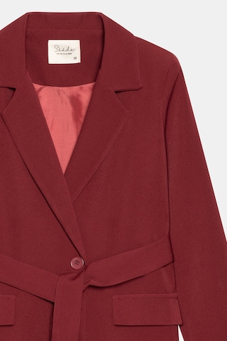 Sââde Kadın Tek Düğmeli Dokuma Kruvaze Blazer Ceket - Kuşaklı Bordo