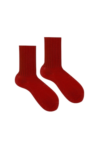 Ozzy Socks Kışlık Kadın Yünlü Bordo Renk Uyku Çorabı Soft Touch Bordo