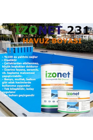 İzonet 231 Havuz İzolasyon Renkli Havuz Boyası 12+3 15 Kg