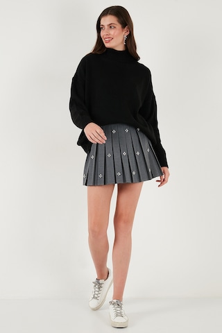 Lela Premium Oversize Fit Balıkçı Yaka Yumuşak Dokulu Triko Bayan Kazak 680Kz00469 Siyah