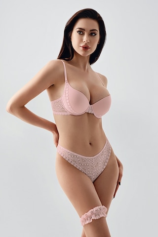 Newbra Destekli Bacak Bantlı Sütyen Takım - Pudra
