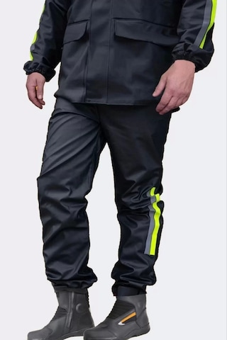 Unisex Tam Kalıp Motorcu Cepli Kurye Su Gecirmez Yağmurluk Takım Siyah