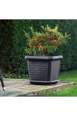 Serinova Hk03 Hisar 25,5 Litre Kare Saksı Antrasit