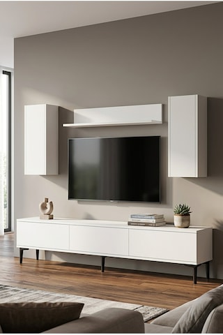 Tvr1899b - Aplos Tvr180 Tv Ünitesi Takım , Tv Sehpası Beyaz 180cm