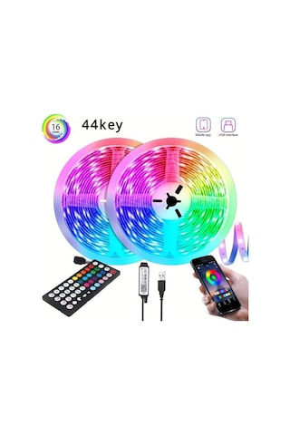 24 Tuşlu Led Şerit Işıklar, Rgb 5050 Lamba Uzaktan Kumandalı Usb 5 V Yatak Odası Dekorasyon Müzik Noel Oda Ev Dekor Için Işıklar 44keybluetooth-15m