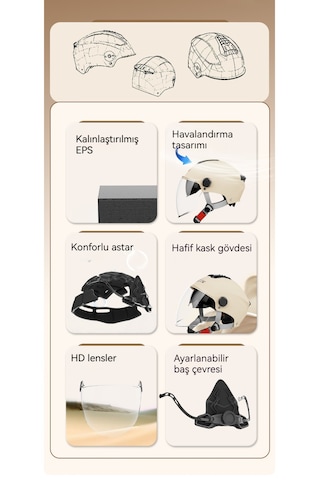 Eternal Luck Bk-309 Elektrikli Bisiklet Kaskı Dört Mevsim Açık Yarım Kask Pembe