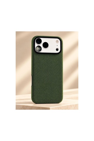 Phone 17 Pro Max Uyumlu Dokulu Kumaş Kılıf Kamera Korumalı Şık Tasarım Forest Green - 936004039 Forest Green