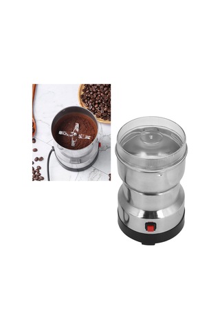 Vkemall 304 Paslanmaz Çelik + Abs Elektrikli Kahve Değirmeni - Fıstık, Baklagil, Baharat Öğütücü - Transparan Kapaklı, Hızlı Ve Eşit Öğütme - 110v-240v Siyah+gümüş
