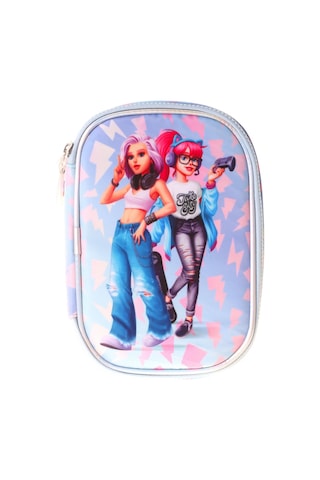 Wow Generation Kız Çocuk Mavi - Pembe Cool Desenli Organizer Düzenleyici Kalem Çantası - W6041