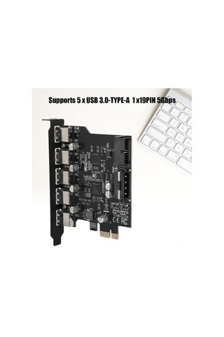 Geeroyoo Pcı-e X1 Usb 3.0 Gen 1 5 Port 5gbps Genişletme Kartı - Uasp Desteğiyle Çoklu Cihaz Bağlantısı, 19pin Ek Üstün Hız