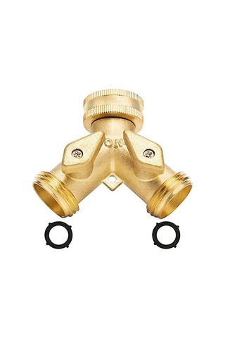 Pirinç Manifold, 3/4 Bahçe Musluğu Y-bölmeli Çift Hortum Bağlantısı 2 Yollu Diğer