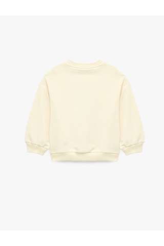 Koton Baskılı Uzun Kollu Bisiklet Yaka Sweatshirt Bej 7wmg10089ak Ekru