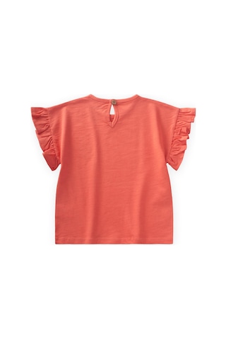 Cigit Lale Aplikeli Kız T-shırt 1-7 Yaş Mercan Mercan