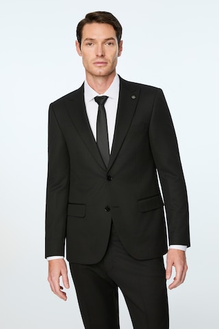 Morven Erkek Siyah Poliviskon Basic Düz Slim Fit Sivri Yaka Takım Elbise 26mc001048001 Siyah