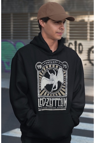 Sevbano Tasarım Led Zeppelin Baskılı Unisex Oversize Rock Metal Müzik Gru Siyah