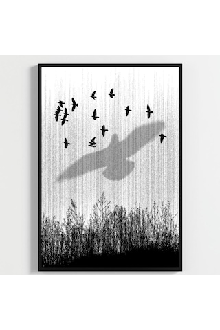 Besay Modern Kuzgun Ve Kuş Temalı Poster Seti Gotik Gizemli Duvar Dekorasyonu Siyah Beyaz Karga Ve Dal Tasarımlı Poster 3