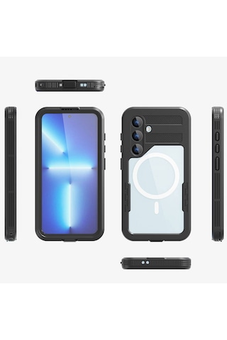 Galaxy Uyumlu S24 Plus Magsafe Şarj Özellikli 1-1 Su Geçirmez Kılıf - Siyah Siyah