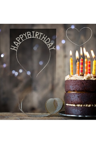 Doğum Günü Happy Birthday Metal Kristal Taşlı Taç Çok Renkli
