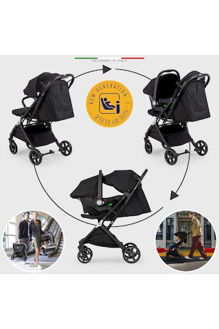 Elele Flight 2 Kabin Tipi Travel Sistem Bebek Arabası Siyah