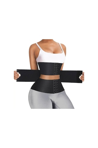 Agraflı Latex Korse Inceltici Kum Saati Sıkılaştırıcı Bel Korsesi Siyah