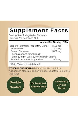 Naturebell Berberine 1500mg, 240 Veggie Capsul 1000mg True C...