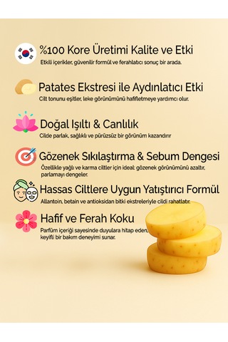 Modamkore 7'li Paket Patates Özlü Kore Yüz Maskesi Gözenek Sıkılaştırıcı