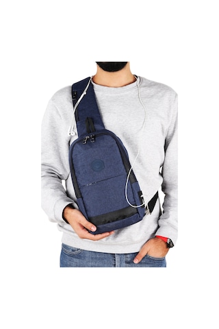 Strong Kulaklık Çıkışlı Tek Kol Göğüs Ve Sırt Çantası ,çapraz Çanta Body Bag Tk01 Lacivert Lacivert
