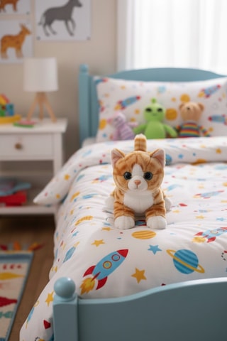Miyavlayan Peluş Kedi 25 Cm - Yumuşacık Tüylü Sesli Uyku Arkadaşı Ve Hediye Kedi Oyuncak Kahverengi