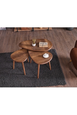 Kagu Eviana Mdf Alvin Zigon Orta Sehpa 3'lü Ceviz