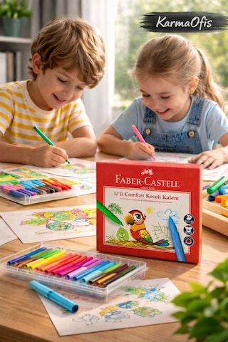 Comfort 12 Li Keçeli Kalem Seti Yıkanabilir, Canlı Renkler, Çocuklar İçin Güvenli Boyama Kalemi