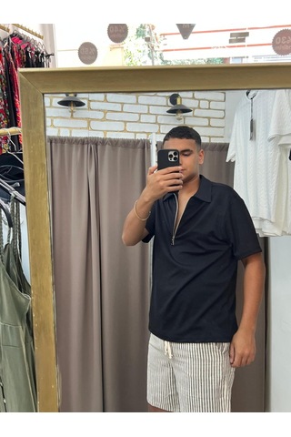 Tuba Toptaş Fermuarlı Tshirt Siyah