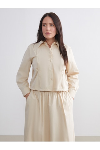 Lcwaıkıkı Classic Bej Poplin Kadın Gömlek