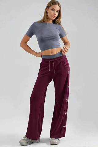 Fiolin Soft Touch Modal Dokulu Fiyonk Detaylı Pantolon Bordo