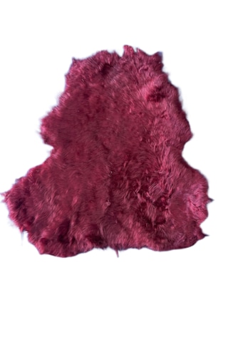 Gerçek Uzun Tüylü Koyun Postu Bordo 80 X 60 Cm