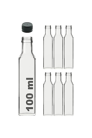 Maraska Şeffaf 100 Ml Sızdırmaz Kapaklı Boş Cam Şişe 6 Adet